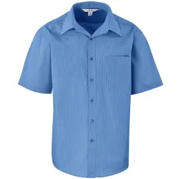 Mens Short Sleeve Micro Check Shirt Blue